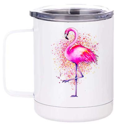 Pink Flamingo Paint Art 12 oz Stainless Steel Tumbler Cup