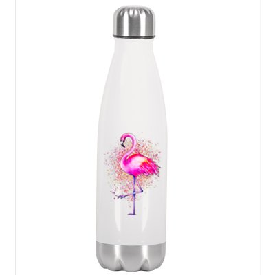 Pink Flamingo Paint Art Stainless Steel Insulated Water Bottle