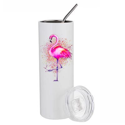 Pink Flamingo Paint Art Stainless Steel Tumbler