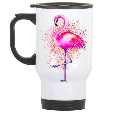 Pink Flamingo Paint Art Stainless Steel Travel Mug