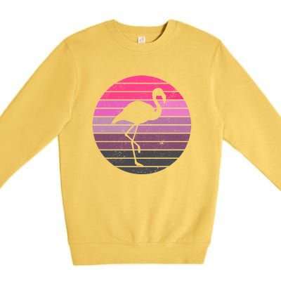 Pink Flamingo Vintage Sunset Premium Crewneck Sweatshirt