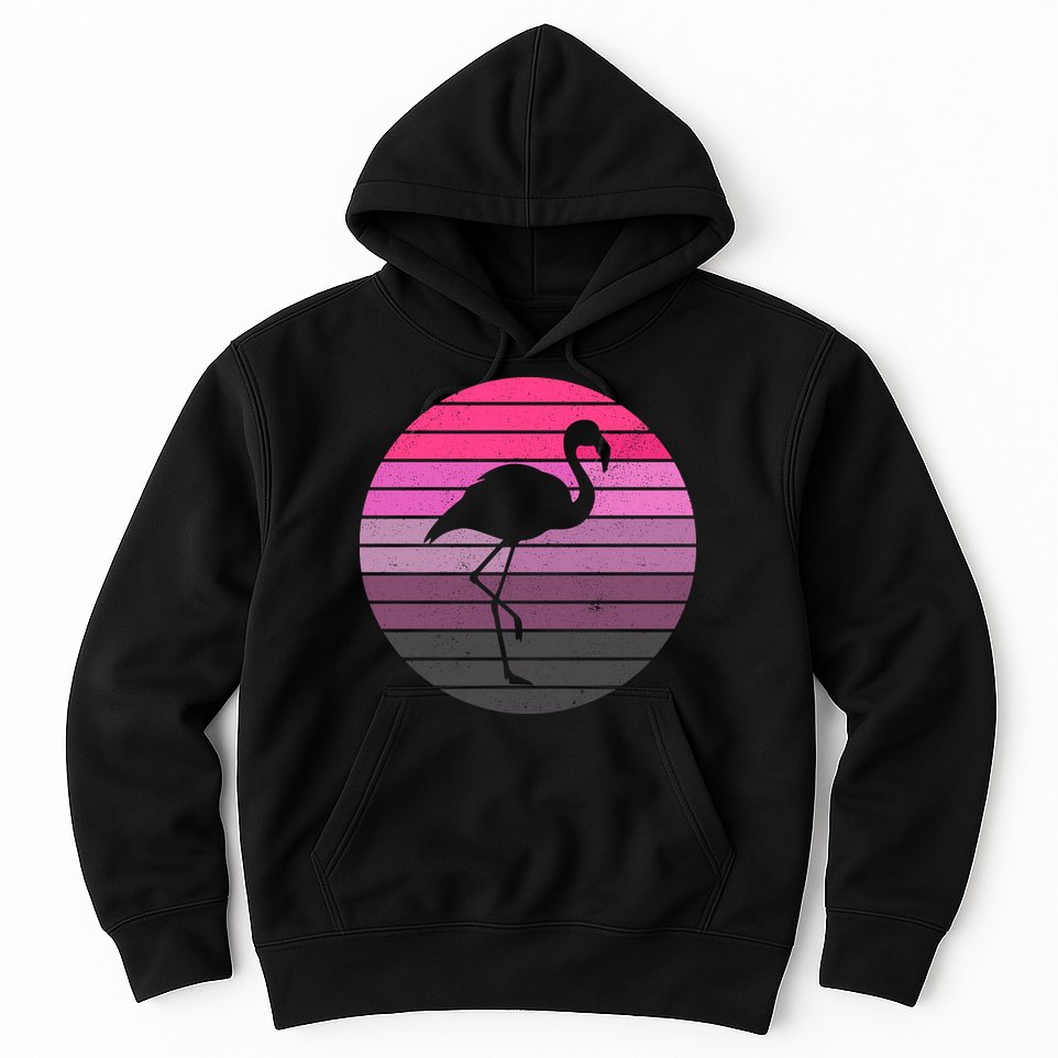 Pink Flamingo Vintage Sunset Hoodie