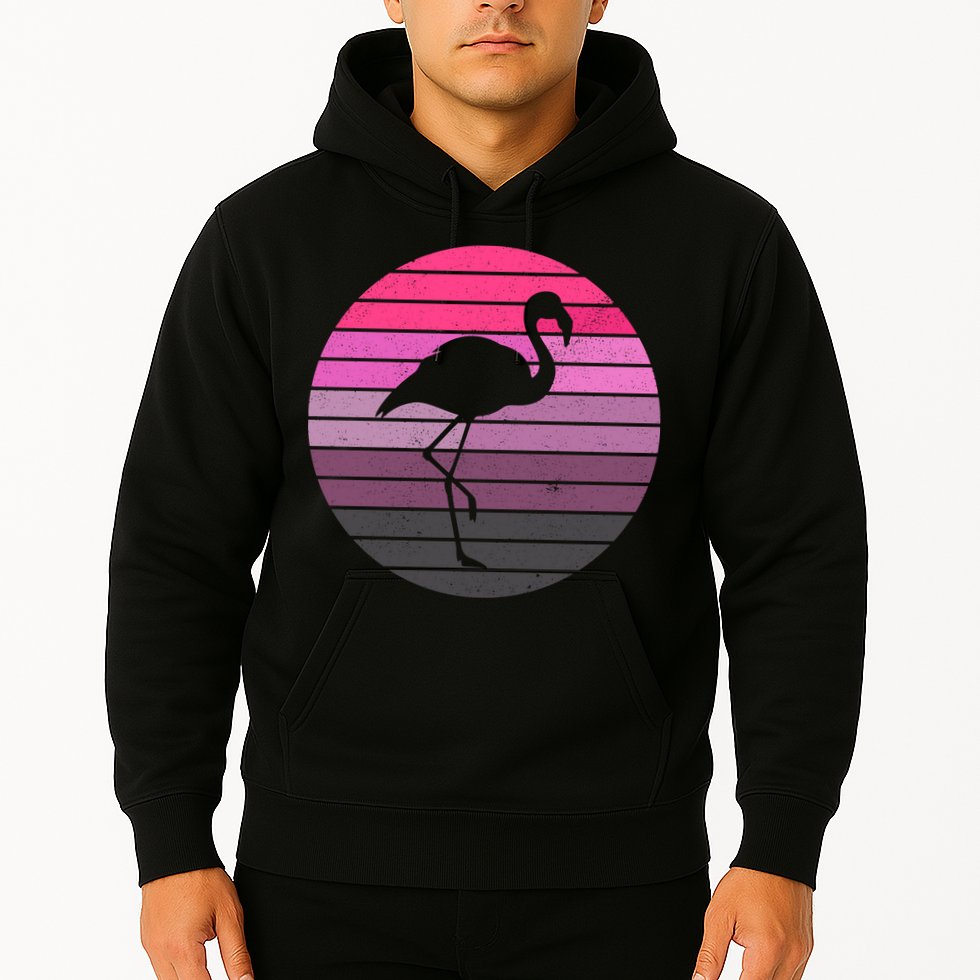 Pink Flamingo Vintage Sunset Hoodie