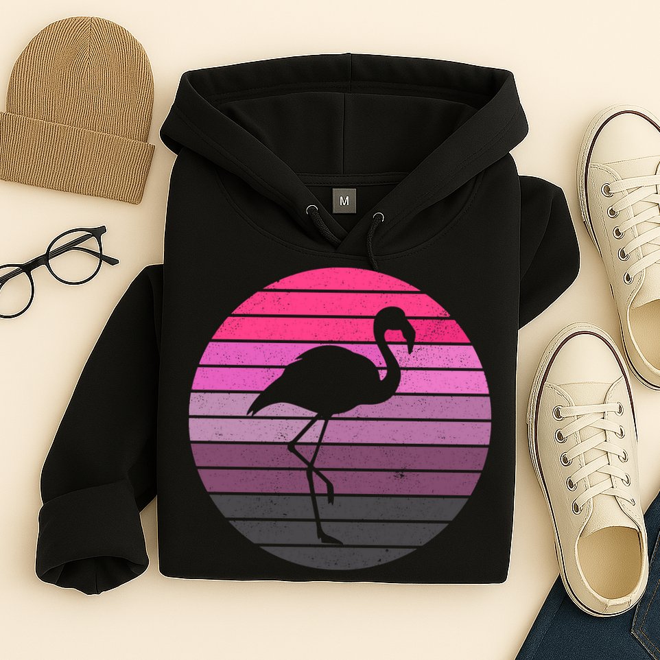 Pink Flamingo Vintage Sunset Hoodie