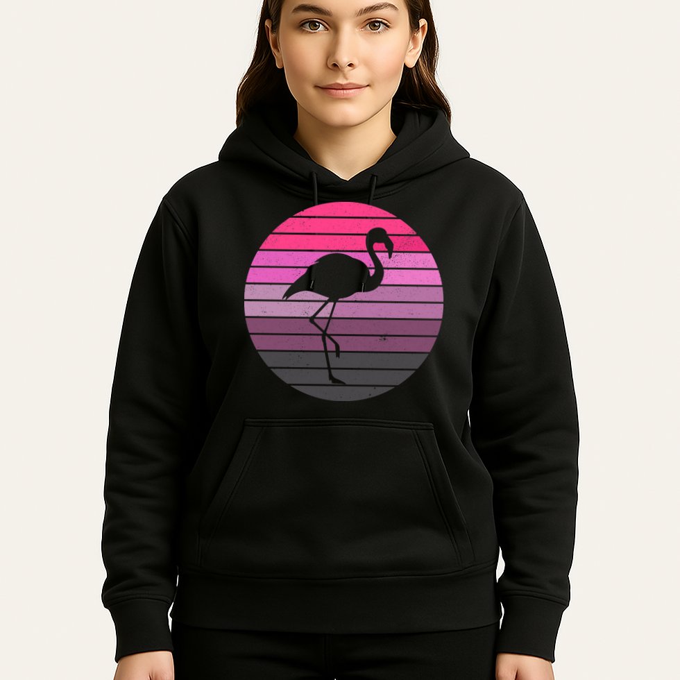 Pink Flamingo Vintage Sunset Hoodie