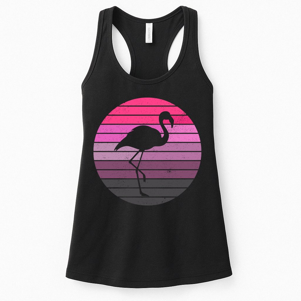 Pink Flamingo Vintage Sunset Womens Tank Top