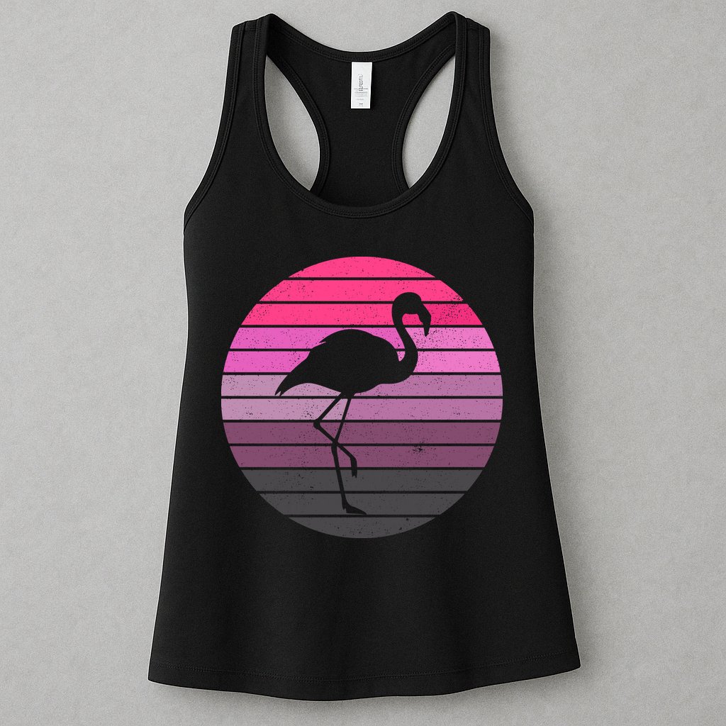 Pink Flamingo Vintage Sunset Womens Tank Top