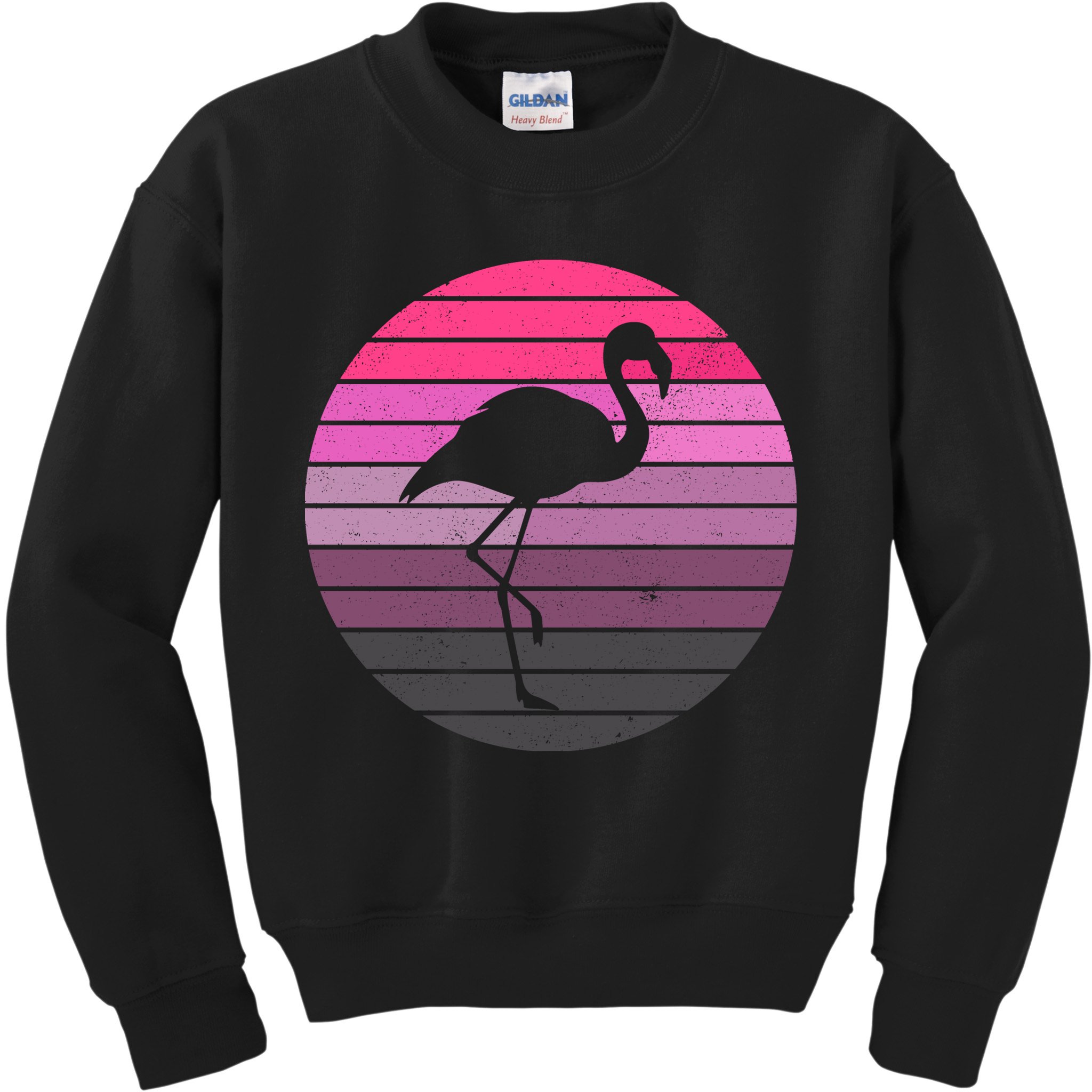 Pink Flamingo Vintage Sunset Kids Sweatshirt
