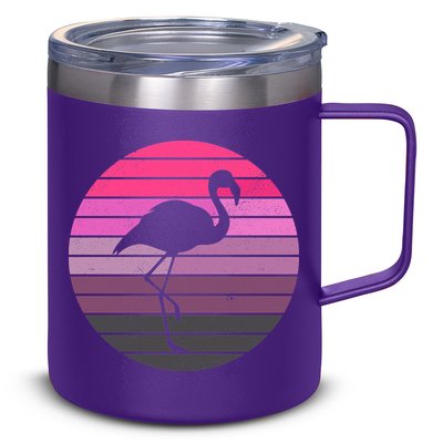 Pink Flamingo Vintage Sunset 12oz Stainless Steel Coffee Mug