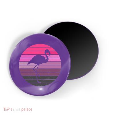 Pink Flamingo Vintage Sunset Magnet