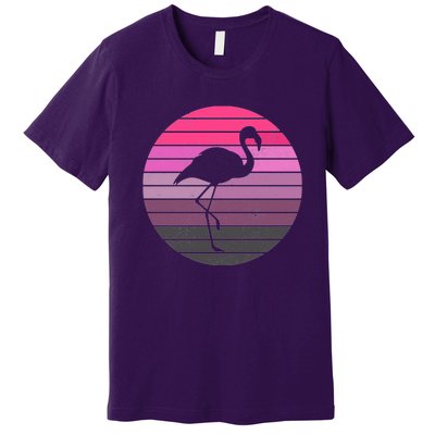 Pink Flamingo Vintage Sunset Premium T-Shirt