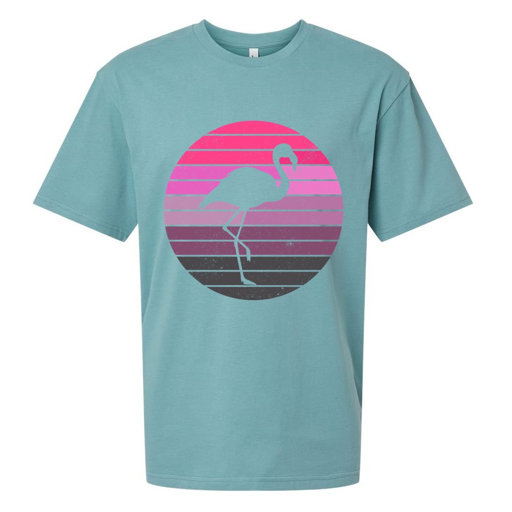 Pink Flamingo Vintage Sunset Sueded Cloud Jersey T-Shirt