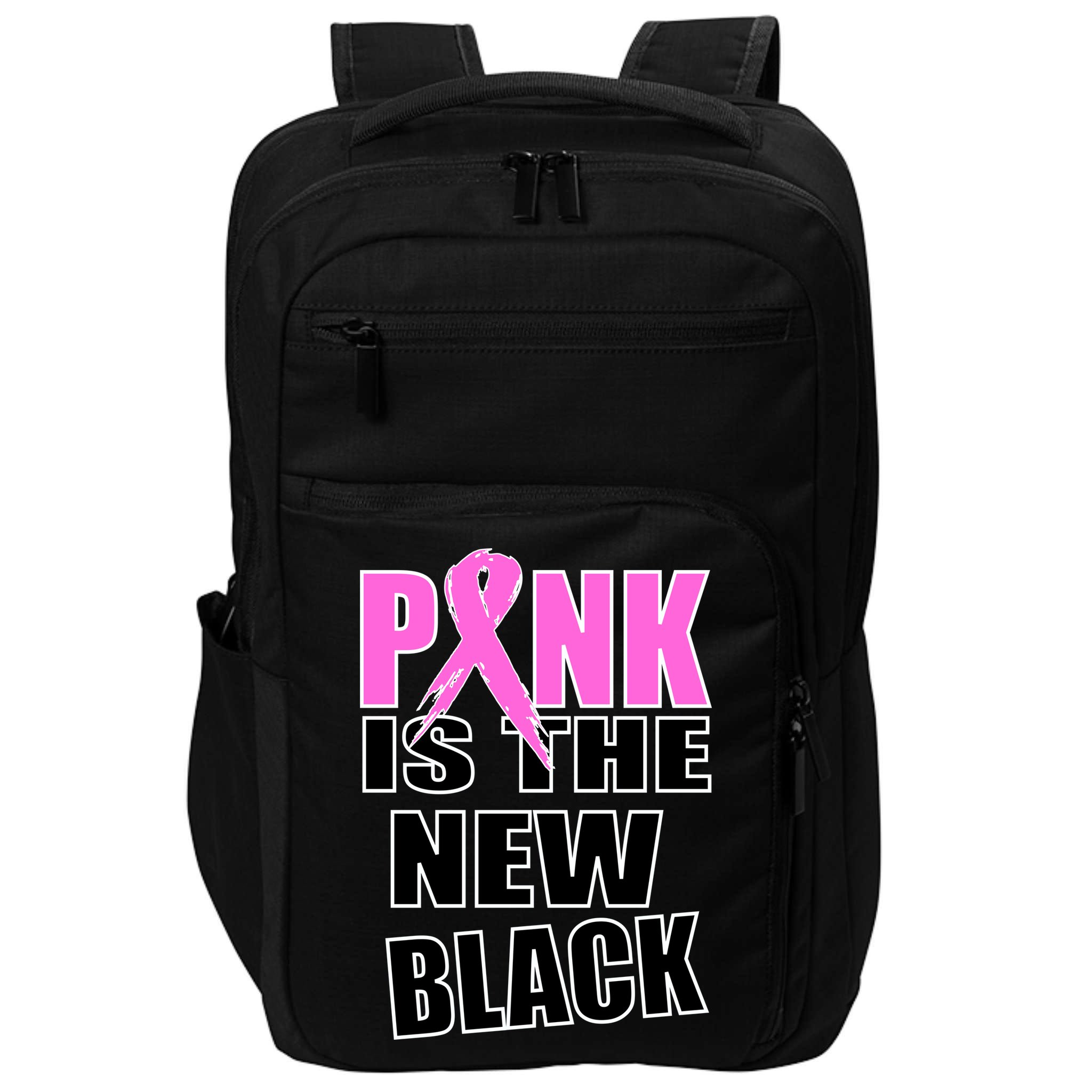 Pink Is The New Black Breast Cancer Ribbon Impact Tech Backpack