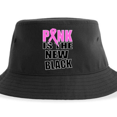 Pink Is The New Black Breast Cancer Ribbon Sustainable Bucket Hat