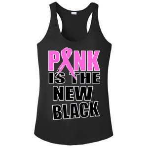 Pink Is The New Black Breast Cancer Ribbon Ladies PosiCharge Competitor Racerback Tank