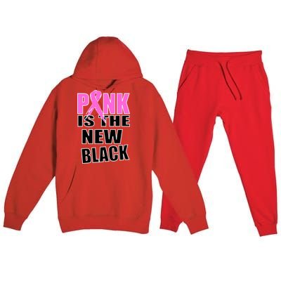 Pink Is The New Black Breast Cancer Ribbon Premium Hooded Sweatsuit Set