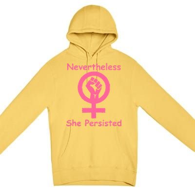 Pink Nevertheless, She Persisted Women's Sign Fist Resist Premium Pullover Hoodie