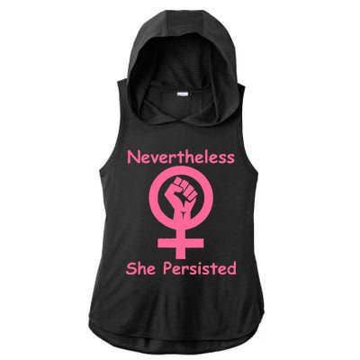 Pink Nevertheless, She Persisted Women's Sign Fist Resist Ladies PosiCharge Tri-Blend Wicking Draft Hoodie Tank