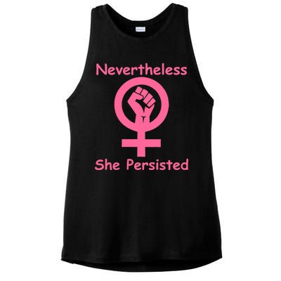 Pink Nevertheless, She Persisted Women's Sign Fist Resist Ladies PosiCharge Tri-Blend Wicking Tank