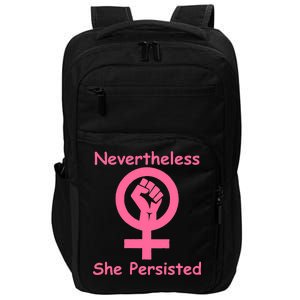 Pink Nevertheless, She Persisted Women's Sign Fist Resist Impact Tech Backpack