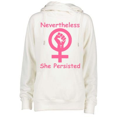 Pink Nevertheless, She Persisted Women's Sign Fist Resist Womens Funnel Neck Pullover Hood