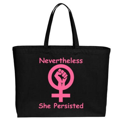 Pink Nevertheless, She Persisted Women's Sign Fist Resist Cotton Canvas Jumbo Tote