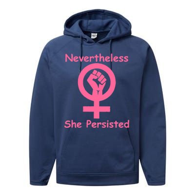 Pink Nevertheless, She Persisted Women's Sign Fist Resist Performance Fleece Hoodie