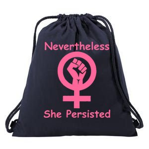 Pink Nevertheless, She Persisted Women's Sign Fist Resist Drawstring Bag