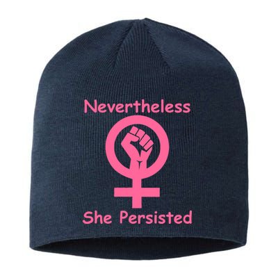 Pink Nevertheless, She Persisted Women's Sign Fist Resist Sustainable Beanie