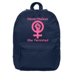 Pink Nevertheless, She Persisted Women's Sign Fist Resist 16 in Basic Backpack