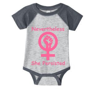 Pink Nevertheless, She Persisted Women's Sign Fist Resist Infant Baby Jersey Bodysuit