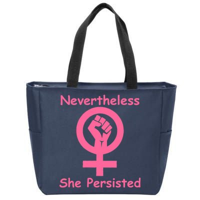 Pink Nevertheless, She Persisted Women's Sign Fist Resist Zip Tote Bag