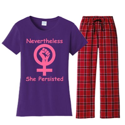 Pink Nevertheless, She Persisted Women's Sign Fist Resist Women's Flannel Pajama Set