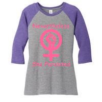 Pink Nevertheless, She Persisted Women's Sign Fist Resist Women's Tri-Blend 3/4-Sleeve Raglan Shirt