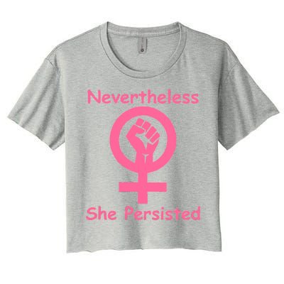 Pink Nevertheless, She Persisted Women's Sign Fist Resist Women's Crop Top Tee