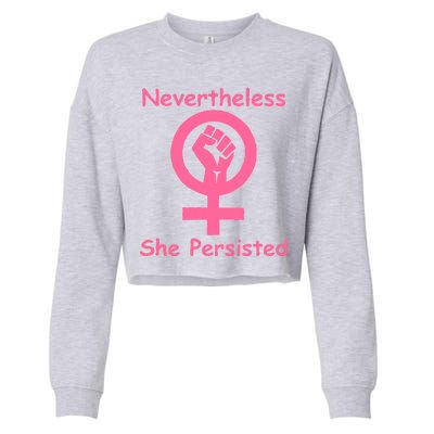 Pink Nevertheless, She Persisted Women's Sign Fist Resist Cropped Pullover Crew