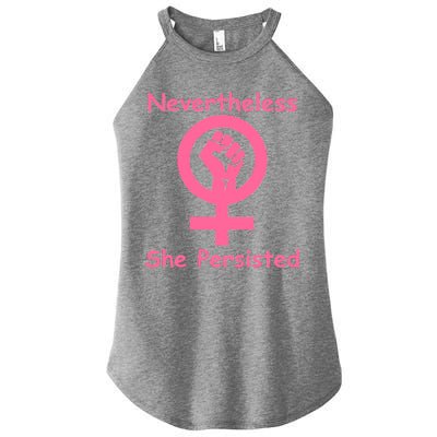 Pink Nevertheless, She Persisted Women's Sign Fist Resist Women's Perfect Tri Rocker Tank