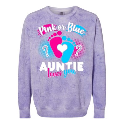 Pink Or Blue Auntie Loves You Colorblast Crewneck Sweatshirt