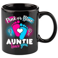 Pink Or Blue Auntie Loves You 11oz C Handle Ceramic Mug