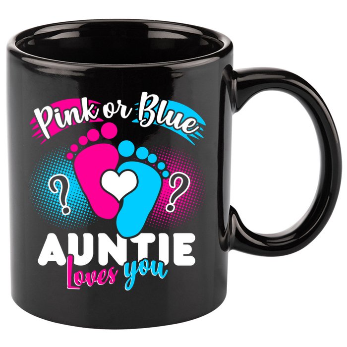 Pink Or Blue Auntie Loves You 11oz C Handle Ceramic Mug