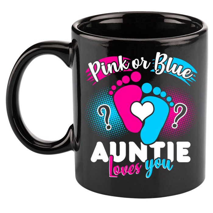 Pink Or Blue Auntie Loves You 11oz C Handle Ceramic Mug