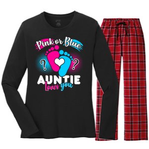 Pink Or Blue Auntie Loves You Women's Long Sleeve Flannel Pajama Set 