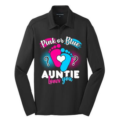 Pink Or Blue Auntie Loves You Silk Touch Performance Long Sleeve Polo