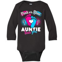 Pink Or Blue Auntie Loves You Baby Long Sleeve Bodysuit