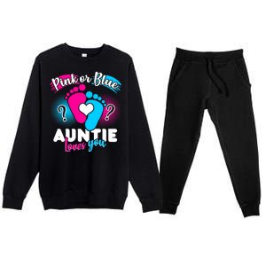 Pink Or Blue Auntie Loves You Premium Crewneck Sweatsuit Set