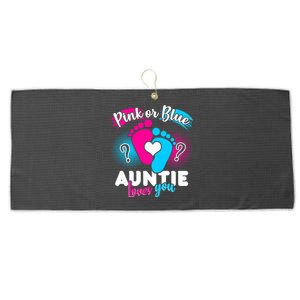 Pink Or Blue Auntie Loves You Large Microfiber Waffle Golf Towel