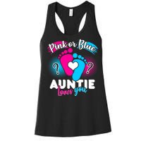 Pink Or Blue Auntie Loves You Women's Racerback Tank