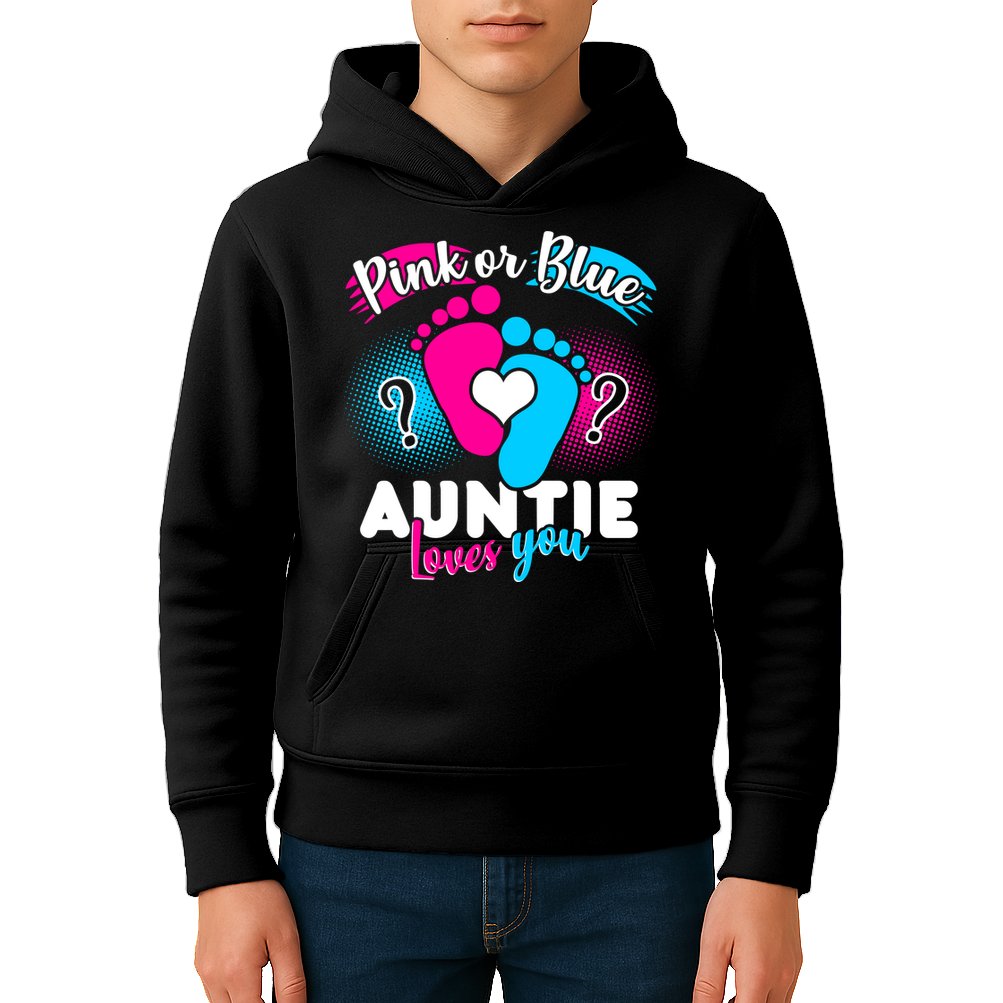 Pink Or Blue Auntie Loves You Kids Hoodie