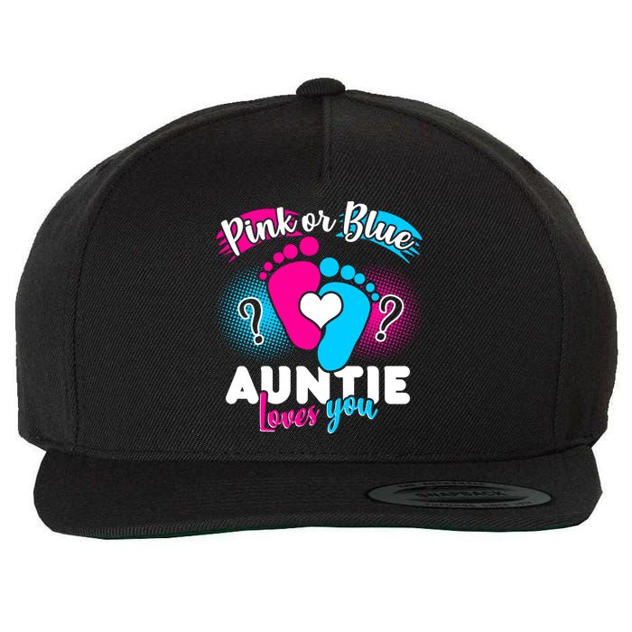 Pink Or Blue Auntie Loves You Wool Snapback Cap