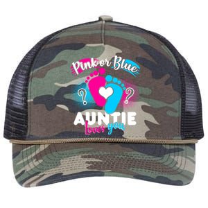 Pink Or Blue Auntie Loves You Retro Rope Trucker Hat Cap